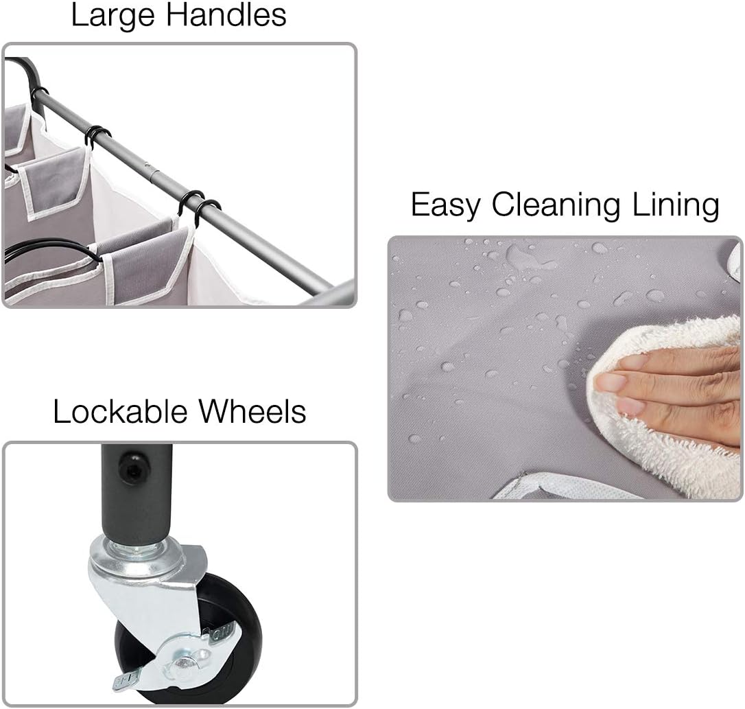 STORAGE MANIAC 3 Section Laundry Sorter Plus Commercial Laundry Hamper, Laundry Hamper Cart with Heavy Duty Wheels and Removable Bags, Laundry
