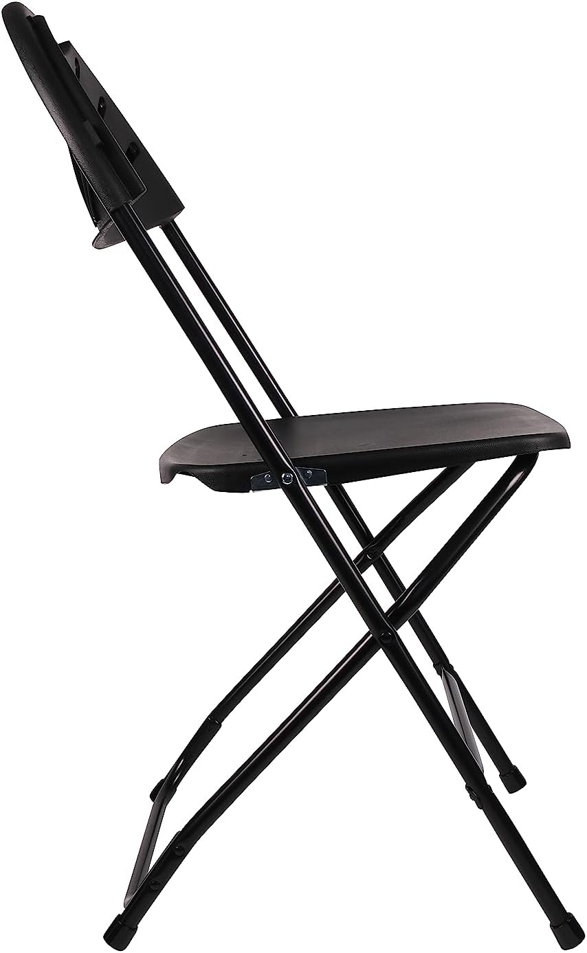 BTEXPERT Juego de 2 sillas plegables de plástico para eventos de alta capacidad, con marco de acero, color negro, para bodas, fiestas