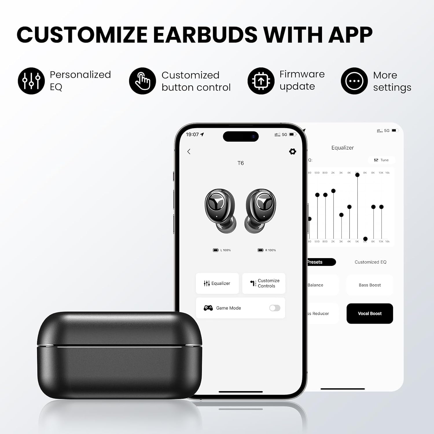 TRANYA Auriculares inalámbricos T6 con audio adaptativo Qualcomm AptX, auriculares Bluetooth CVC 8.0 con reducción de ruido, conexión multipunto,