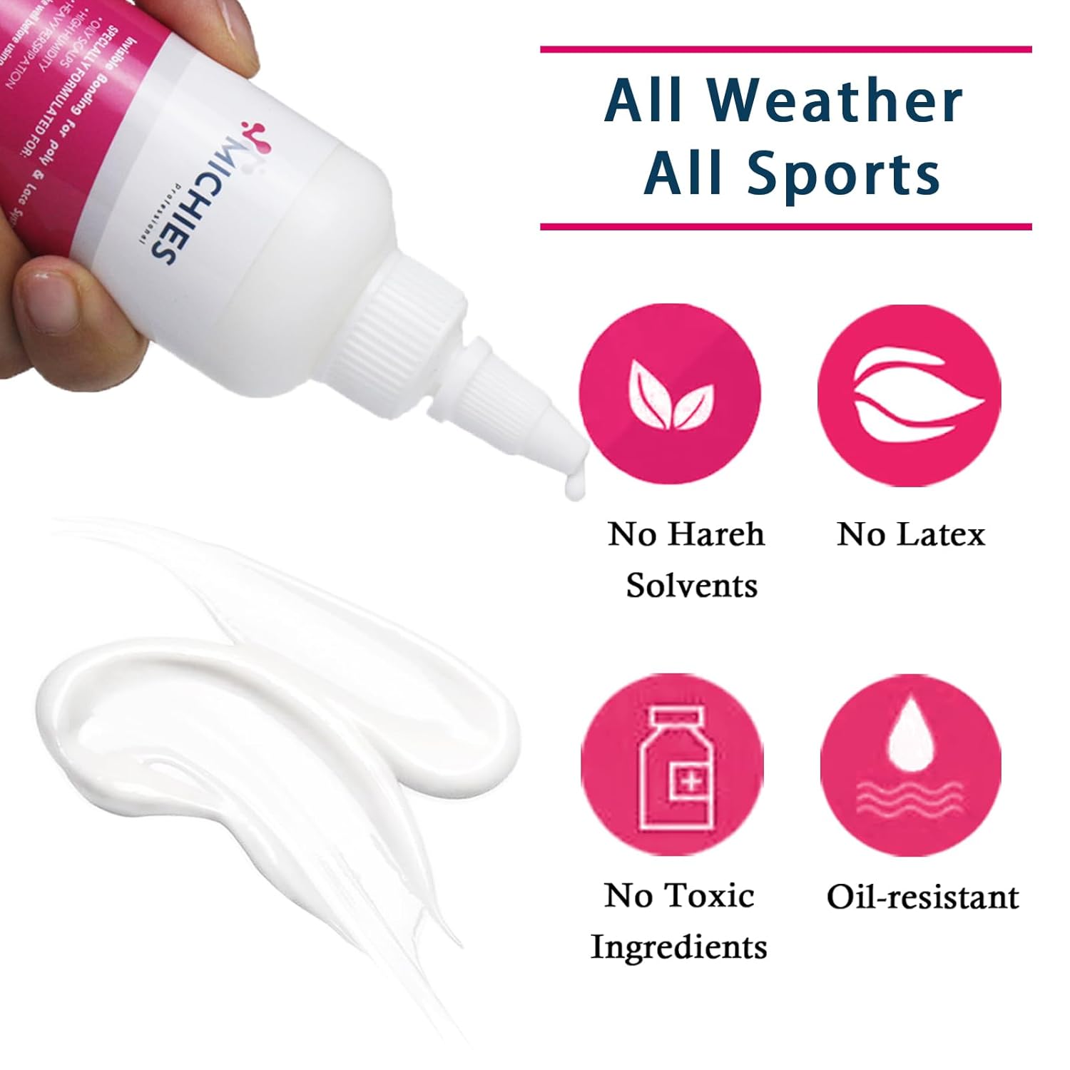 MICHIES Pegamento de encaje para peluca, 3.4 oz (3.4 fl oz), pegamento invisible para peluca, pegamento para cabello de sujeción fuerte, pegamento