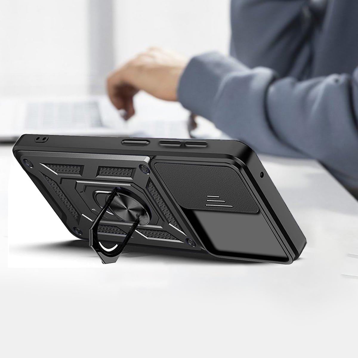 RJYWSQH Para Samsung Galaxy A32 5G Caso Caja Del Teléfono Con Protector De Pantalla Para Samsung Galaxy A32 5G – Negro