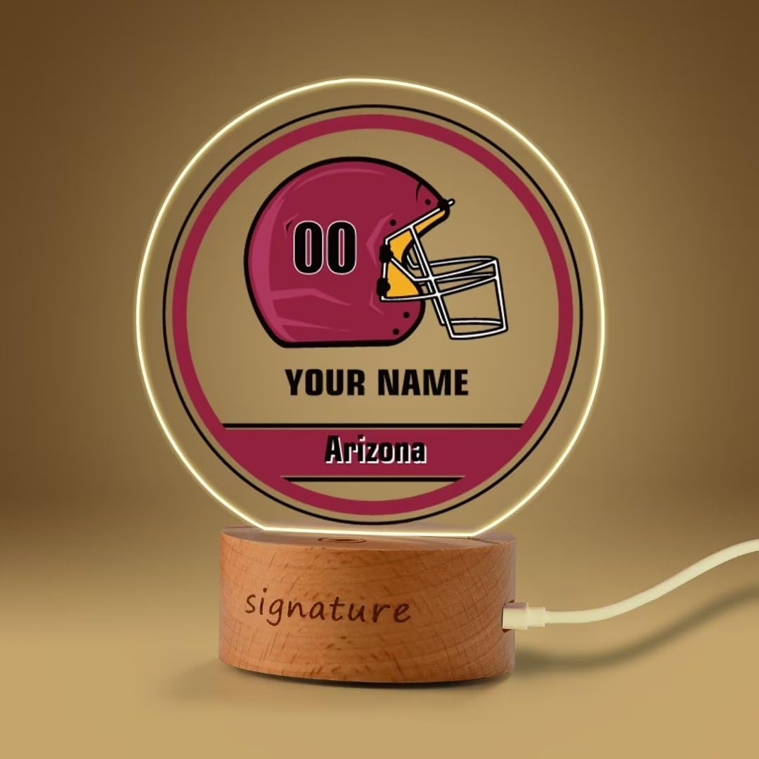 Luz nocturna de fútbol personalizada, lámpara LED de ciudad personalizada, nombre y número personalizados, regalo para Navidad, decoración de