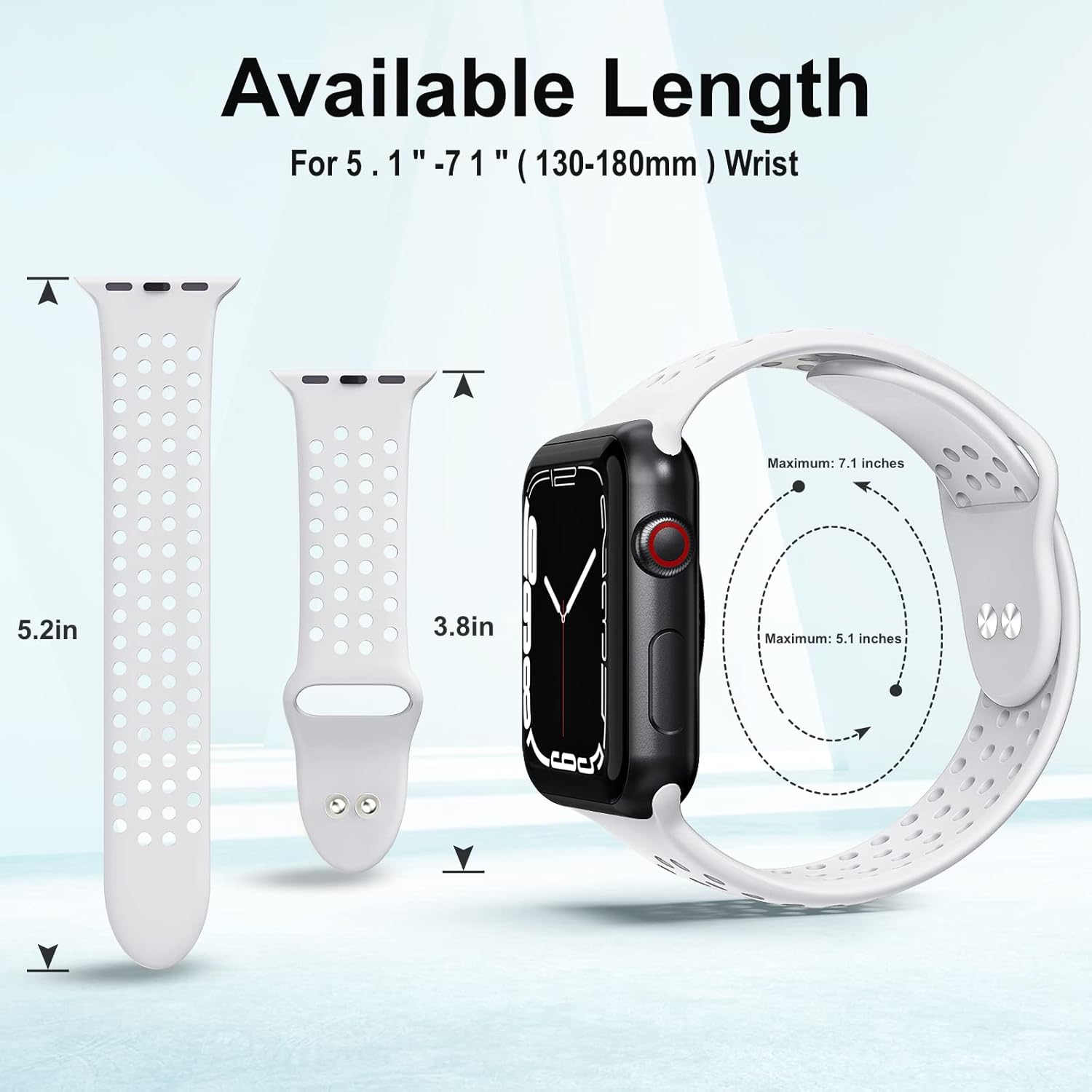 Toutouzhang Correas de silicona deportivas compatibles con Apple Watch Band SE Series 987654321Ultra de 1.496 in, 1.575 in, 1.614 in, 1.654 in,