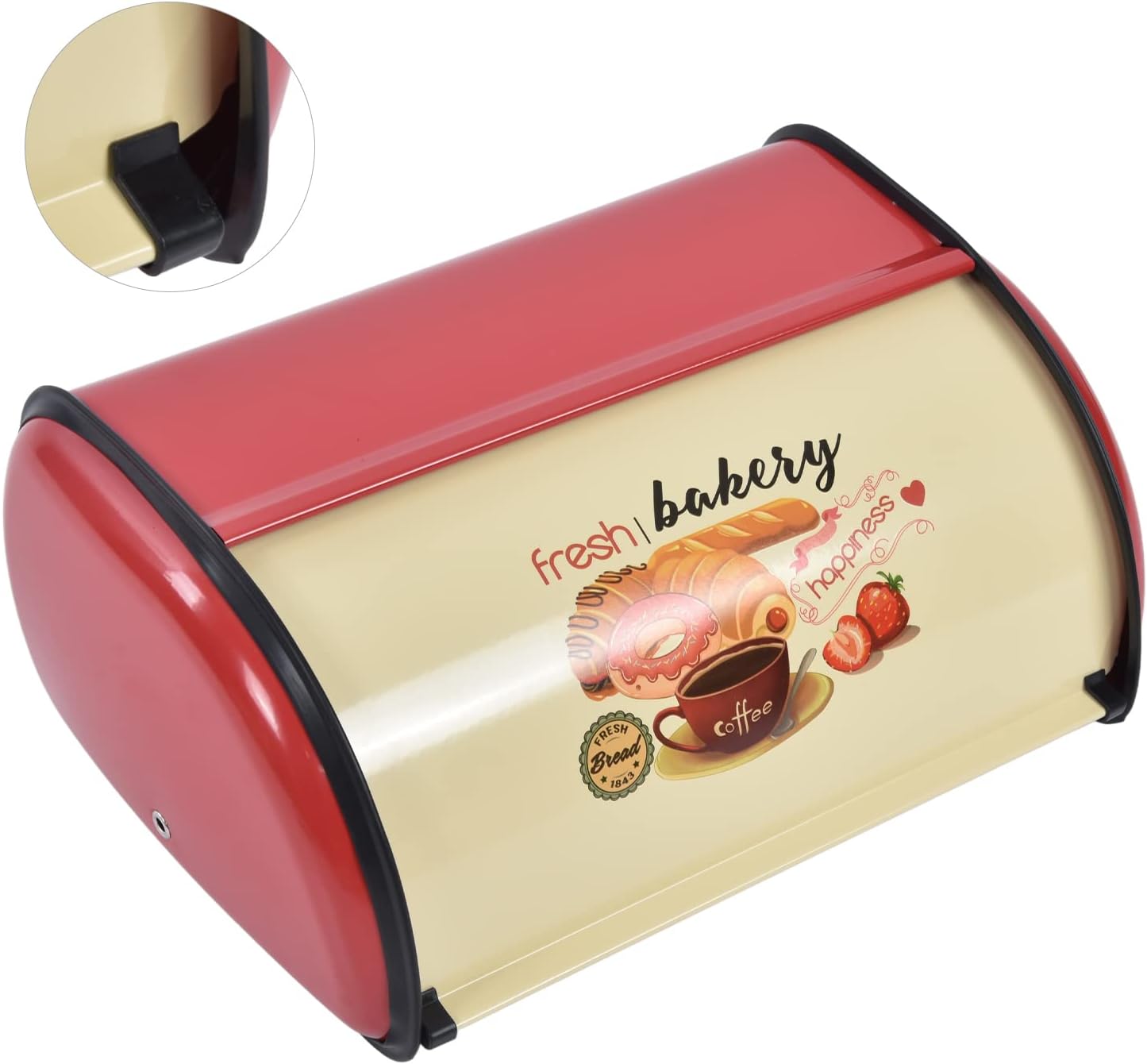 TOPINCN Caja de pan de metal para almacenamiento de cocina, caja de pan, caja de almacenamiento para tambor, contenedor de suministros retro