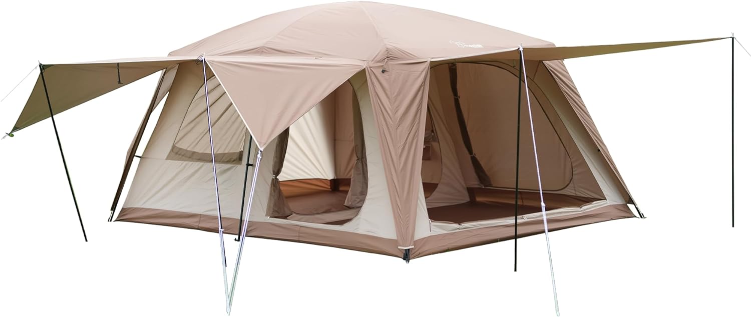 Vidalido Tienda de campaña para 8 a 10 personas con 3 puertas y 2 habitaciones, tienda de campaña familiar grande, de doble capa, impermeable,
