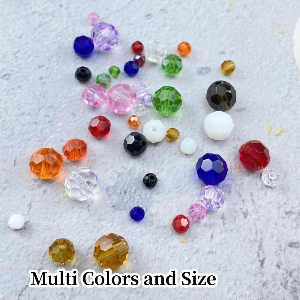 400 cuentas redondas de cristal de 0.157 pulgadas (0.157 in), cuentas espaciadoras para hacer joyas, pulseras, aretes, collares, campanillas de