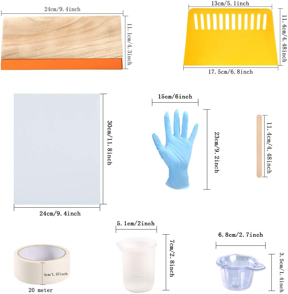 Pllieay Kit de serigrafía de 42 piezas con instrucciones (idioma español no garantizado), incluye 2 marcos de serigrafía de madera, 5 colores de