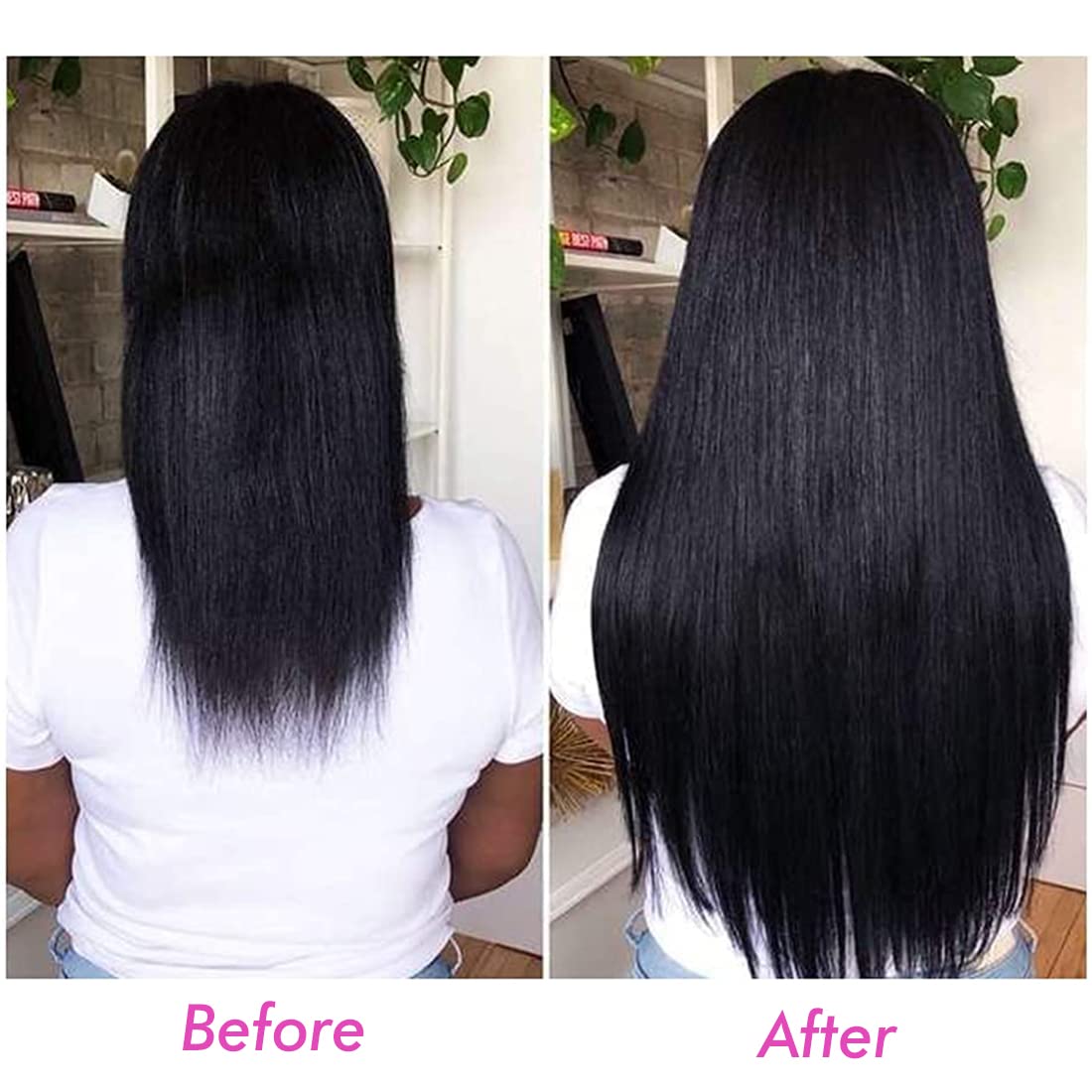 Extensiones de cabello humano largo y liso con clip para mujeres negras, 26 pulgadas, cabello humano real negro natural 1B# 1B#, clip liso y sedoso,