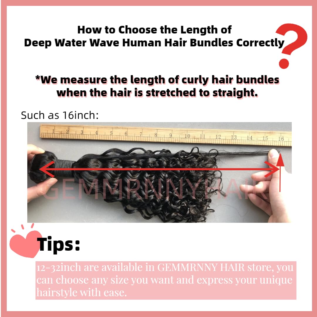 Paquetes de cabello humano ondulado profundo de 16 pulgadas, 1 paquete, 12A, paquetes de cabello humano rizado húmedo y ondulado, cabello humano sin
