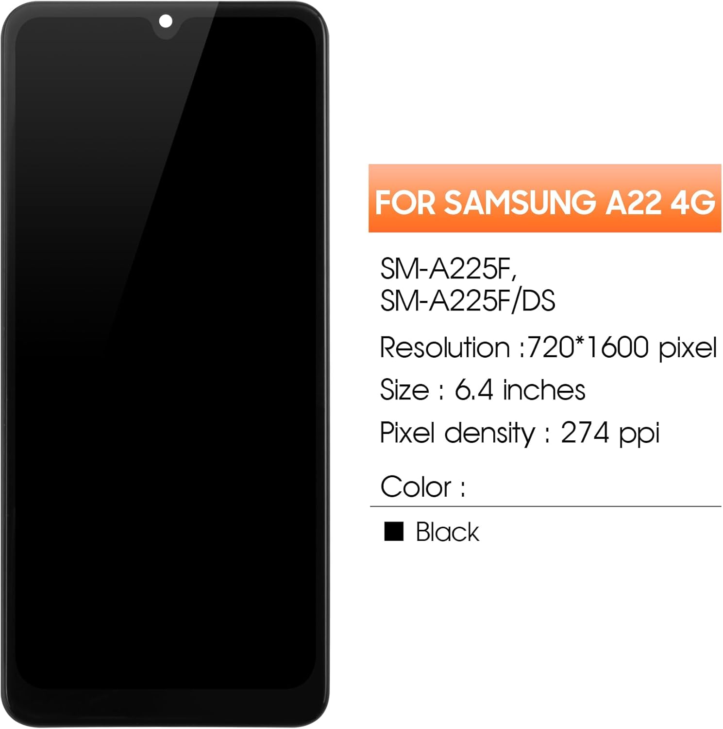 Para Samsung Galaxy A22 4G Reemplazo de pantalla para Samsung A22 Pantalla LCD SM-A225FDS SM-A225M Digitalizador de pantalla táctil Asamblea