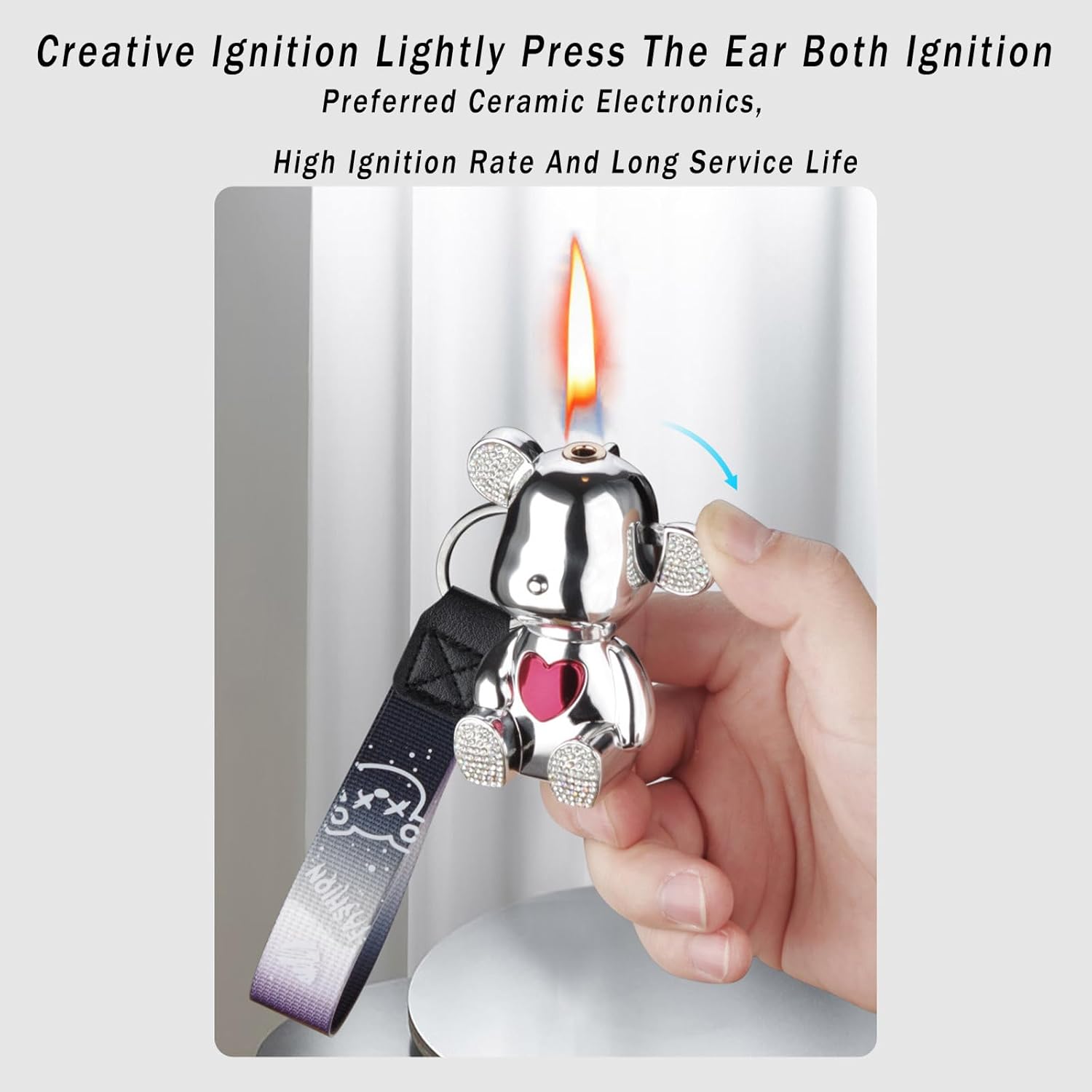 DAXXIN Lindos accesorios encendedores, compactos y portátiles de dibujos animados, llaveros geniales, encendedor de llama suave, regalos únicos para