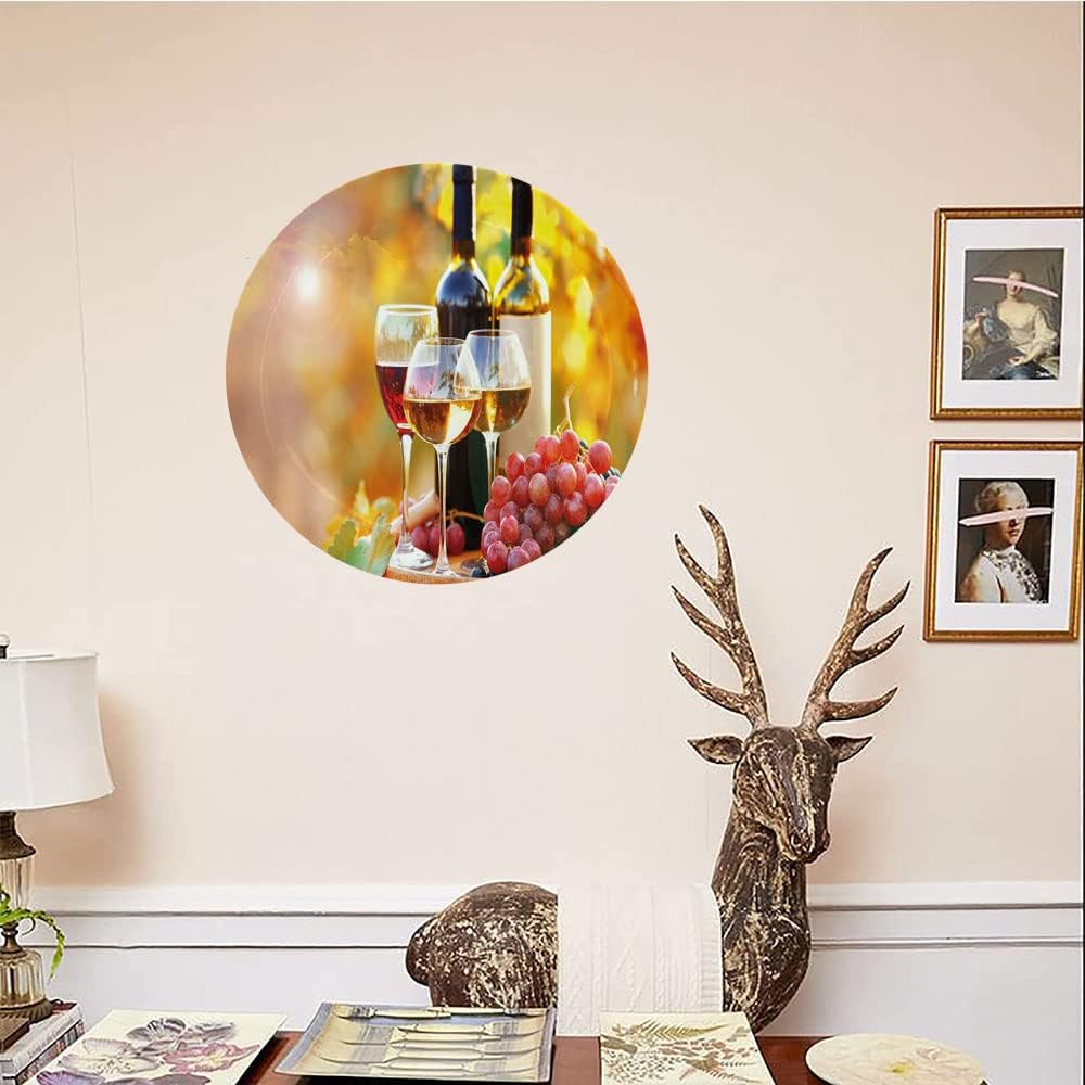 Platos decorativos, adorno con estampado de vino, vino sabroso en barril de madera en plantación de uva, 10 pulgadas, decoración de pared de cocina,