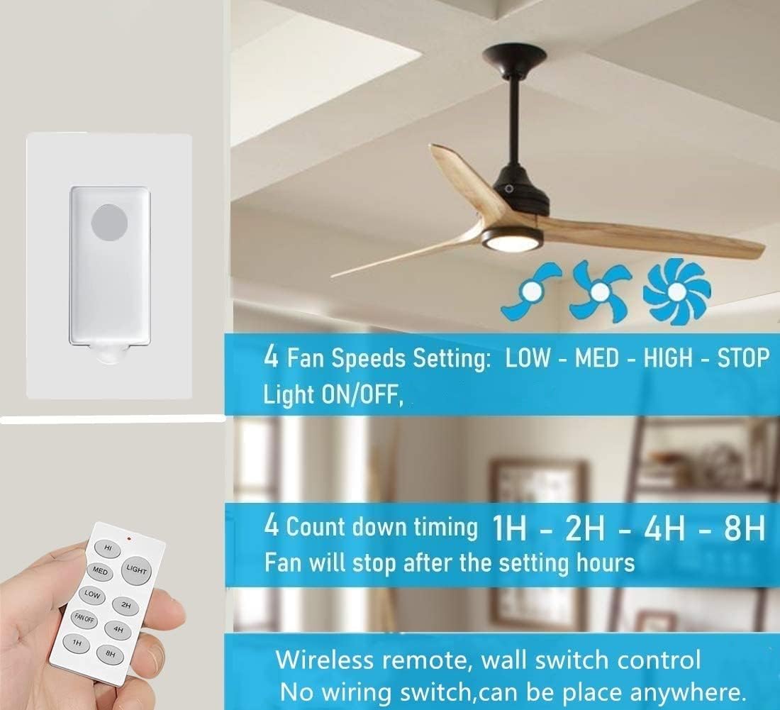 Nexete Kit de control remoto universal para ventilador de techo, inalámbrico montado en la pared, repuesto de sincronización de velocidad del