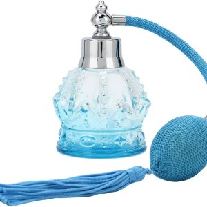 FILFEEL Botella de perfume de vidrio botella de perfume vacía recargable botella de perfume de estilo vintage con borla 2.7 fl oz azul FILFEEL Botella de perfume de vidrio botella de perfume vacía recargable botella de perfume de estilo vintage con borla 2.7 fl oz azul