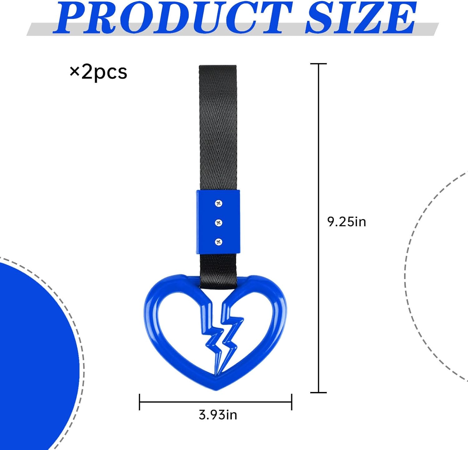 2 correas para manija de automóvil en forma de corazón roto para colgar parachoques trasero, anillo de advertencia decorativo para metro, tren de