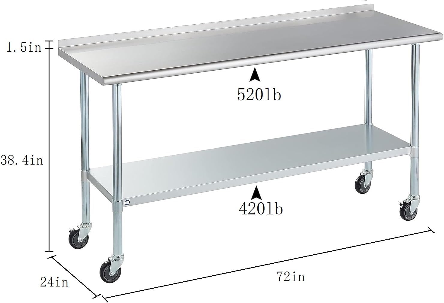 Rockpoint – Mesas y sillas de cocina, 72x24x38.4 pulgadas, color plateado, HX2021-34