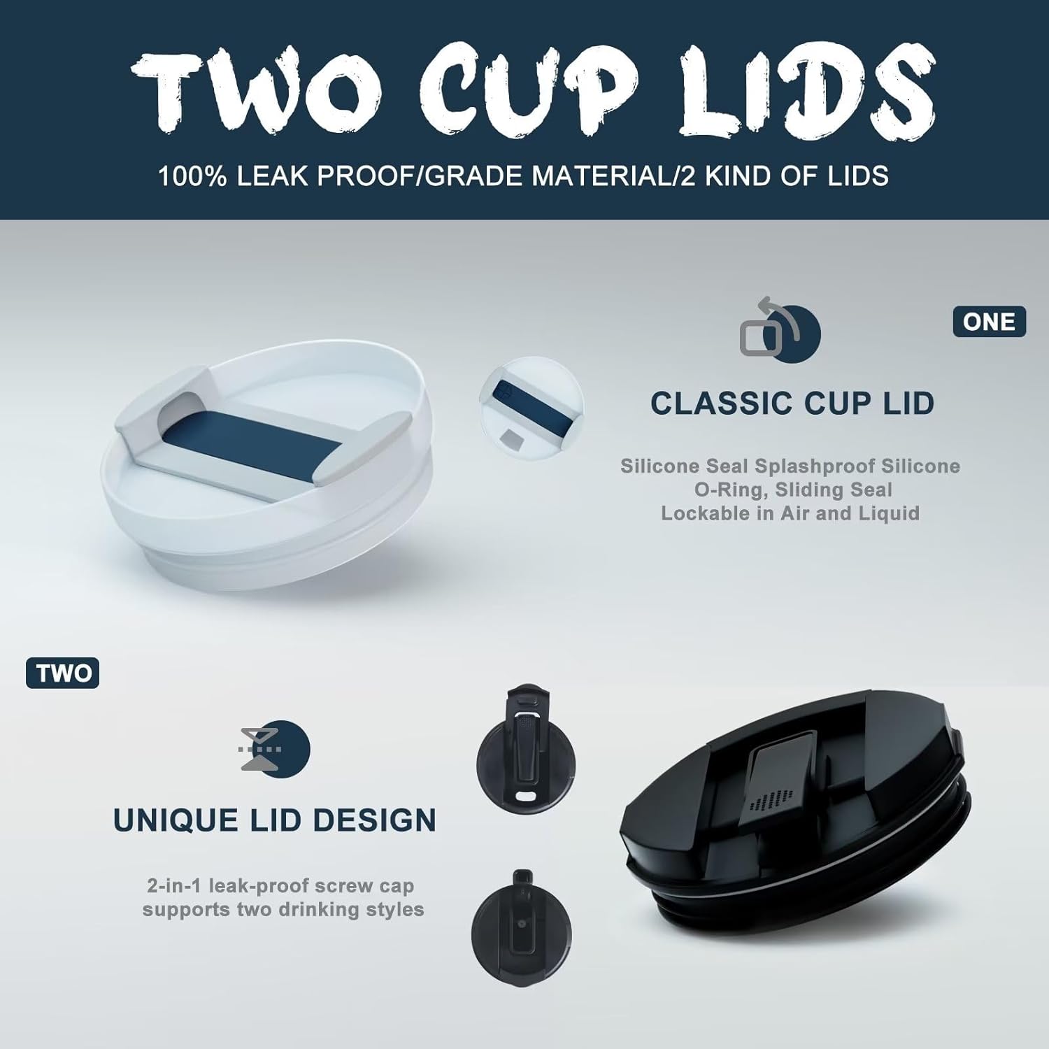 Vaso de 40 onzas con asa y pajilla, vaso de 2 tipos de tapa (con pajilla  abatible), taza de viaje reutilizable de acero inoxidable aislado al vacío
