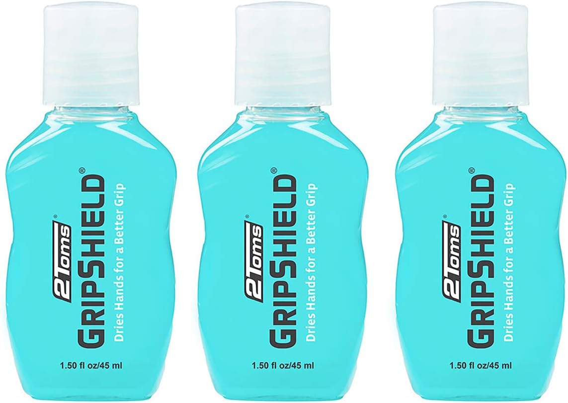 2Toms GripShield, tiza líquida, potenciador de agarre para manos sudorosas, mantiene las manos secas, 1.5 onzas, 3 botellas