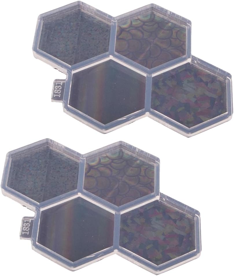 2 moldes de resina hexagonal de 1.7 pulgadas, molde de silicona epoxi para carrete de insignias, diseño holográfico de bricolaje