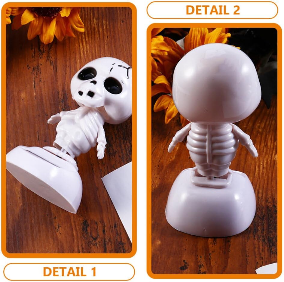 COHEALI 2 piezas de esqueleto solar Bobble Head Halloween bailando figura solar bailando muñeca bailando figuras solares de fantasmas bailarines