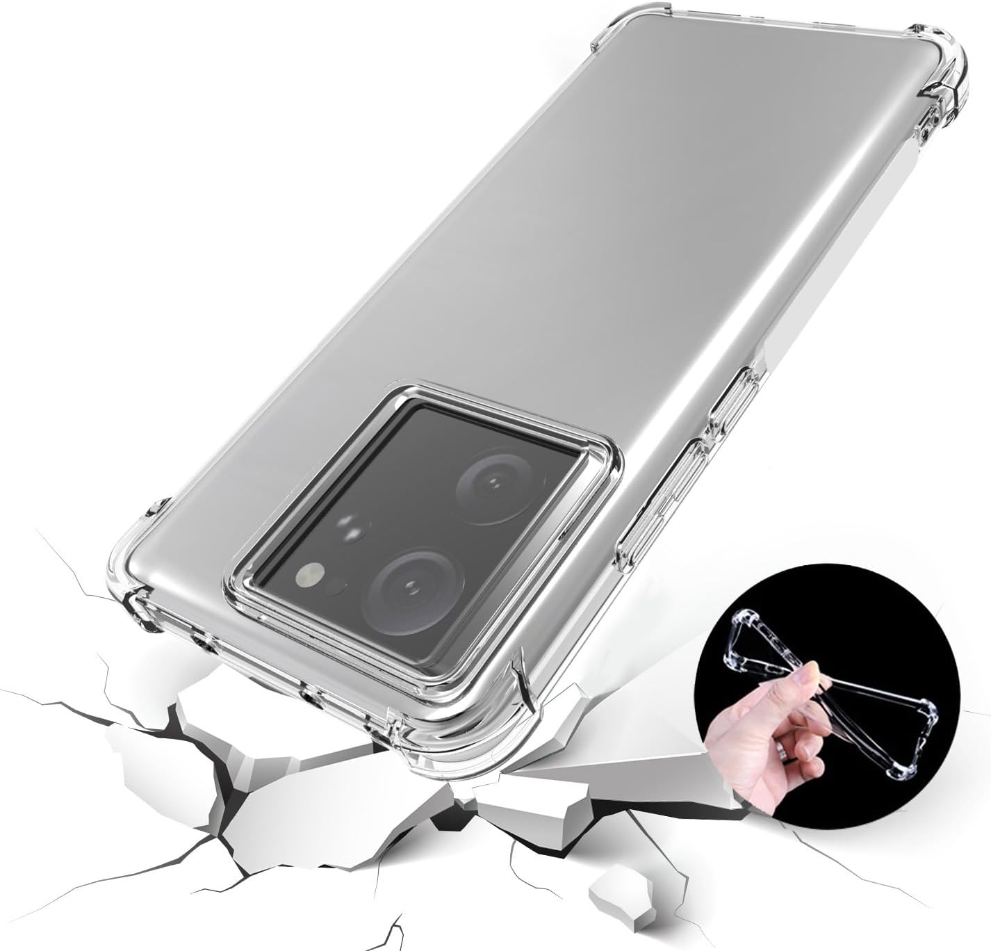 Funda transparente para Xiaomi mi 13T mi 13T Pro, Slim Fit TPU transparente suave contraportada esquina a prueba de golpes Airbag Protección
