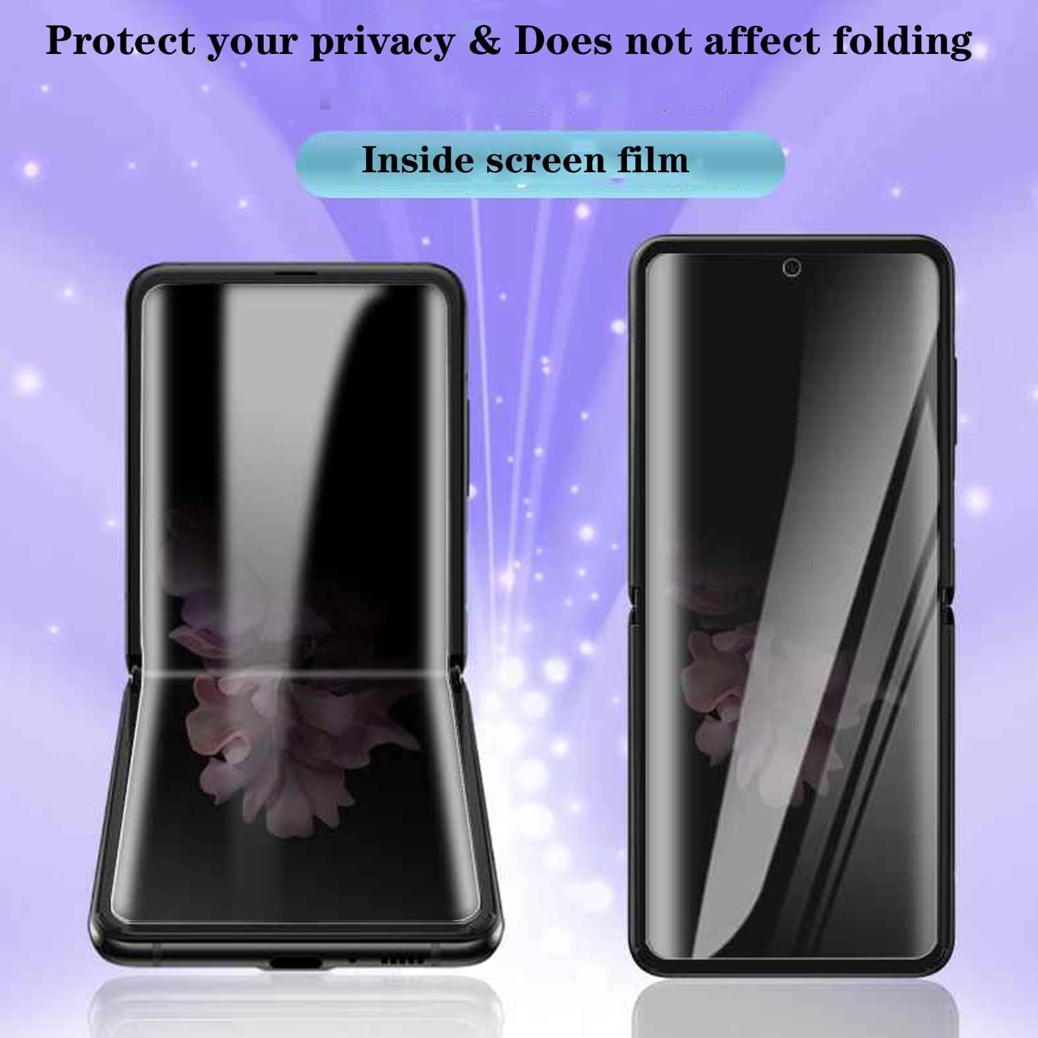 UEEBAI Protector de pantalla de privacidad para Samsung Galaxy Z Flip 5 5G, 2 unidades de dureza 9H, película de vidrio templado privado anti espía