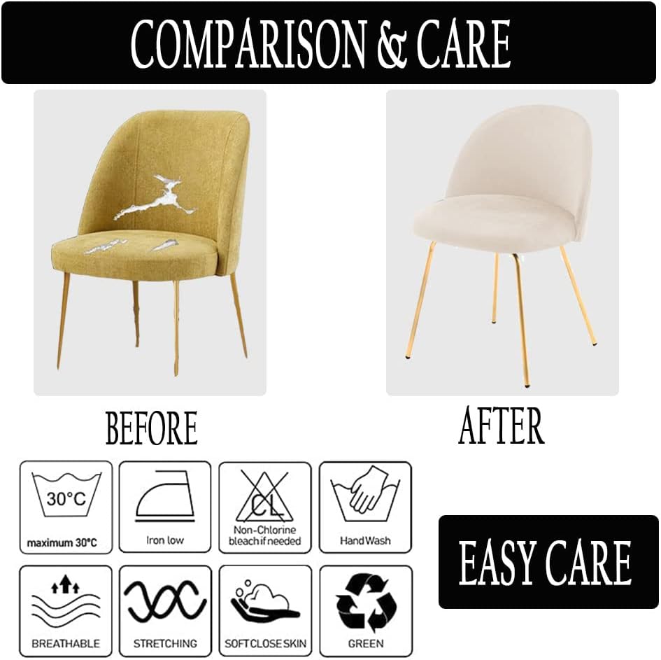 FELENIW Juego de 4 fundas elásticas de terciopelo con respaldo redondo para silla de comedor, extraíbles y curvadas con respaldo corto, sin brazos,