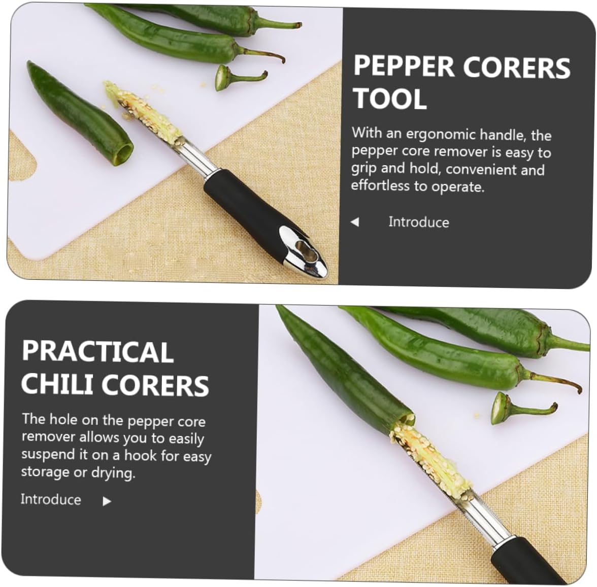 Jalapeño Pimienta Corer 2 unids Jalopeno Herramienta de mano Chipotle Jalapeños s Gadgets para el hogar Tomate Corer Chicles s Herramientas para el