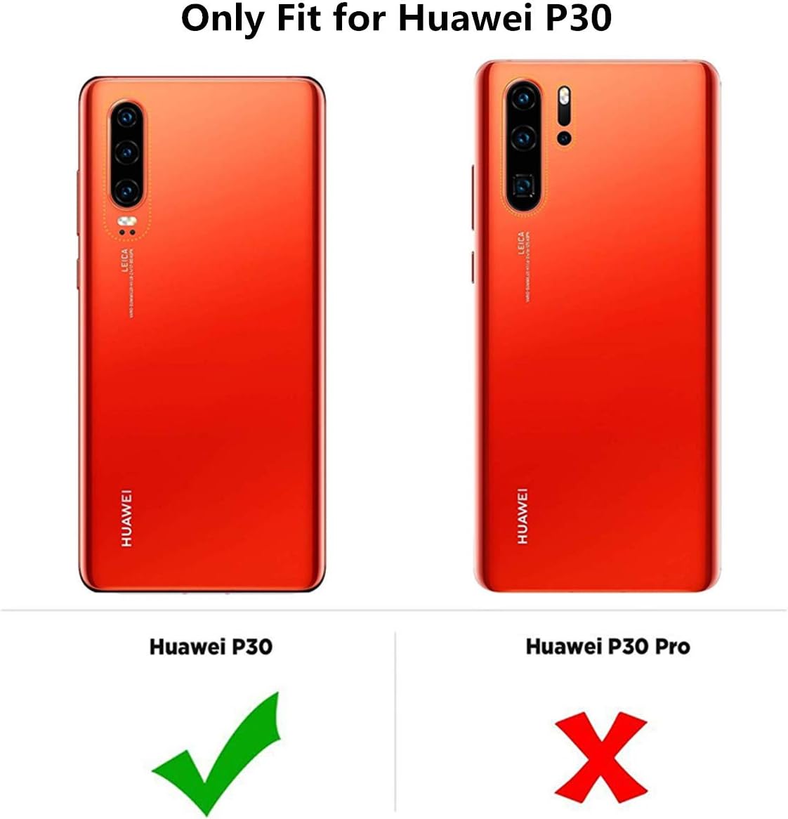 iCoverCase Compatible con Huawei P30 – Funda tipo cartera de piel sintética de alta calidad, con ranuras para tarjetas, soporte para tarjetas, funda