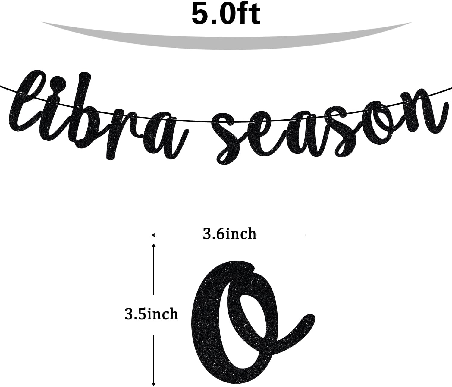 Cartel negro de la temporada de Libra con purpurina, divertida decoración de fiesta de cumpleaños de 20, 30, 40, 50, 12 constelaciones del zodiaco y