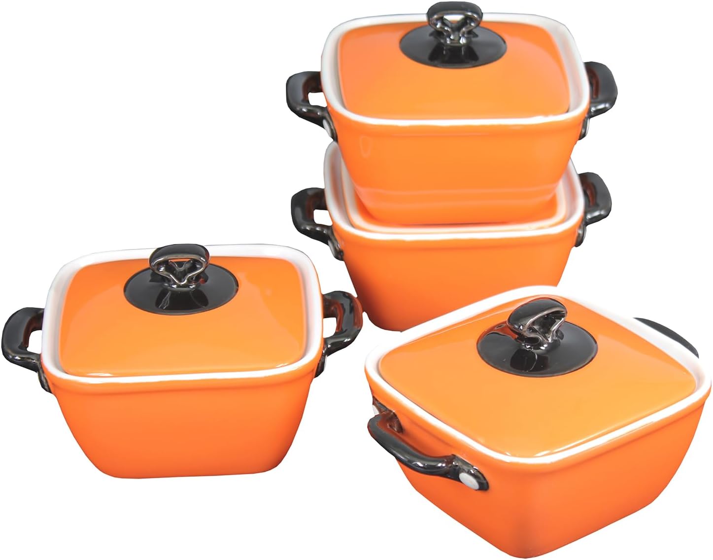 Creme Brulee – Cuencos cuadrados de cerámica  Mini tazas de natillas de 5 onzas, cuencos seguros para horno, platos de soufflé para hornear, cazuela