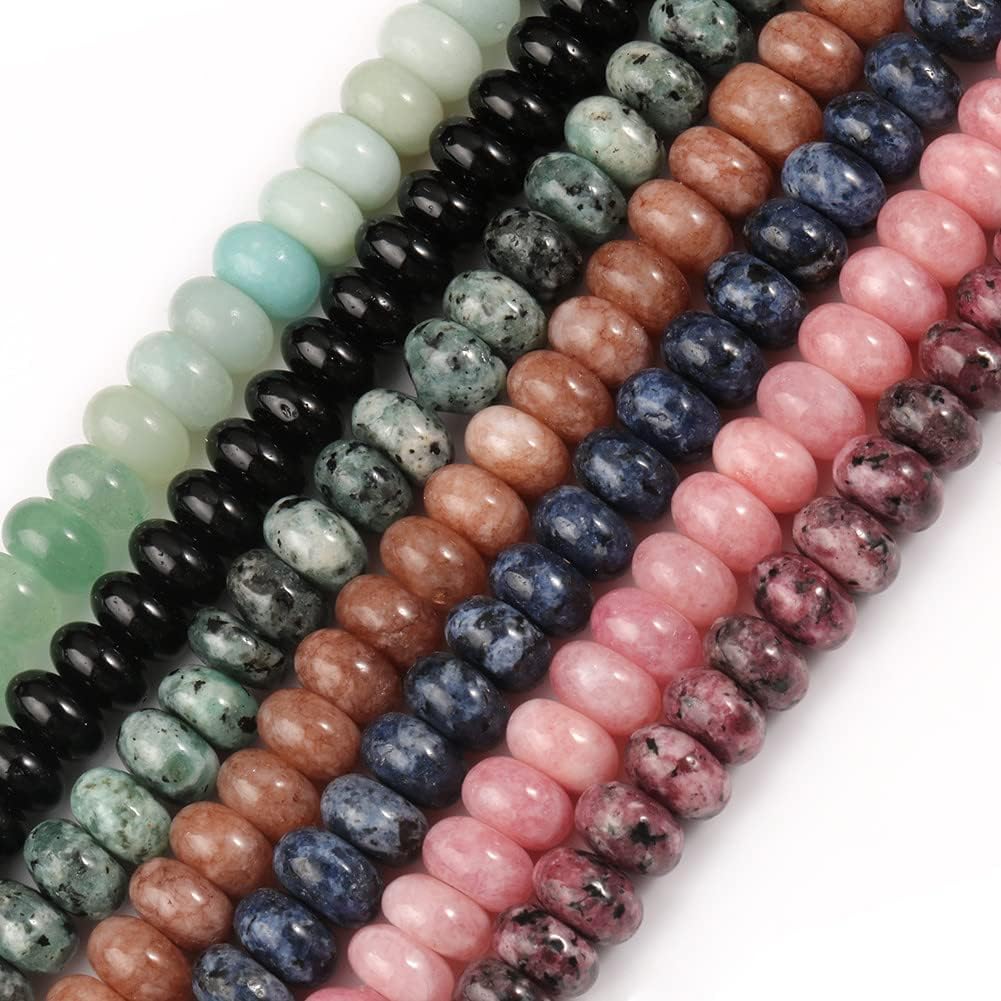 Youllyuu Cuentas de chakra de Angelite Jades de 0.197 x 0.315 in, cuentas de piedra espaciadora sueltas naturales para hacer joyas, pulseras