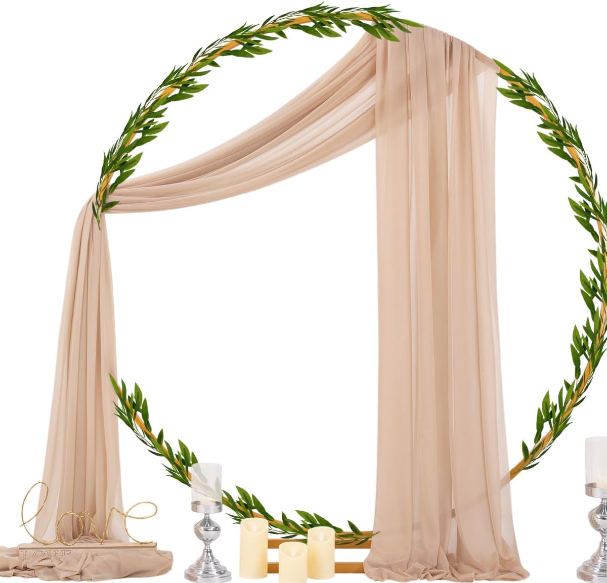 Socomi Tela drapeada de arco de boda de 29 pulgadas x 20 pies, 2 paneles de cortinas transparentes para exteriores, cortinas extralargas para boda,