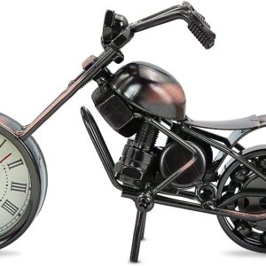 Winterworm Modelo creativo de motocicleta con reloj, adorno de metal de hierro, figura de motocicleta de bronce retro para el día del padre, Winterworm Modelo creativo de motocicleta con reloj, adorno de metal de hierro, figura de motocicleta de bronce retro para el día del padre,