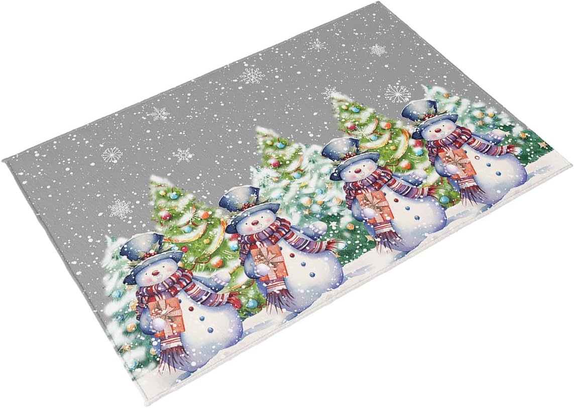 Outdoor Rug Carpet Waterproof 4×6 ft Area Rug, Merry Christmas Snowman Snowflake Large Floor Mat for Patio Balcony Living Room Backyard Picnic Beach