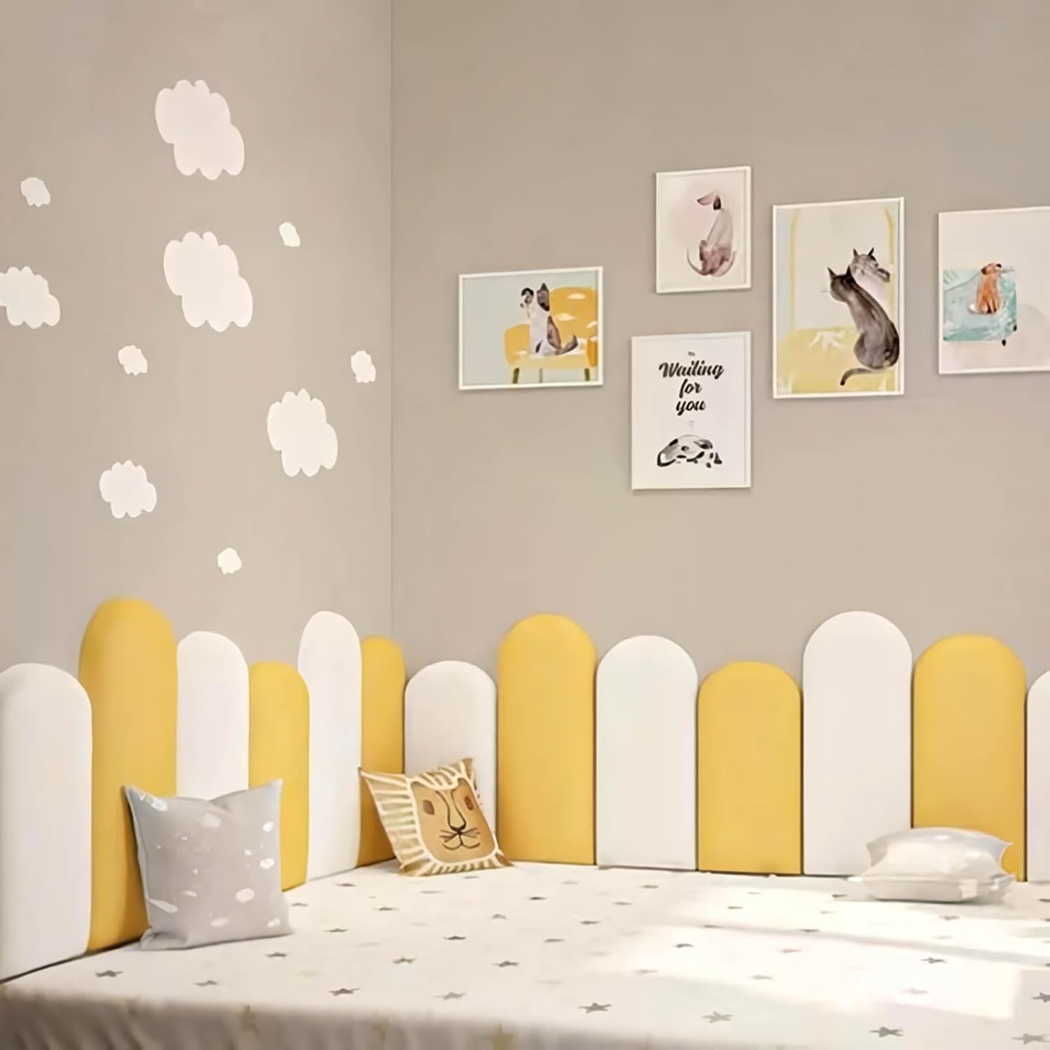 Paneles de pared para despegar y pegar, 4 piezas de cabecera tapizada, calcomanías de pared 3D para sala de juegos, club de baile (19.68 x 7.87