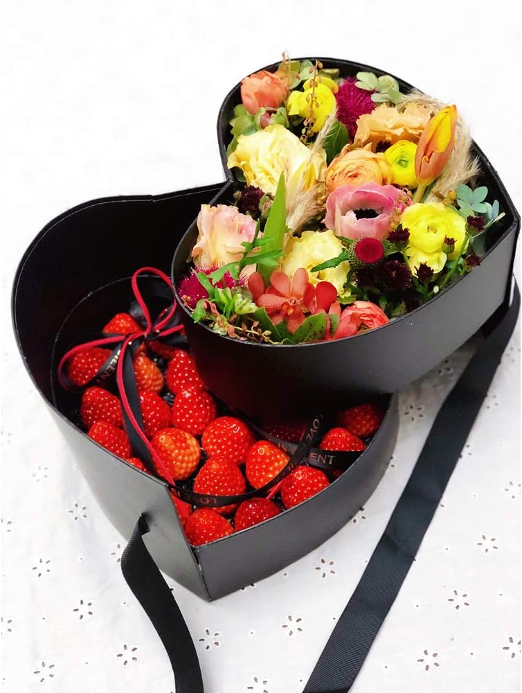 BBJWRAPS – Caja para flores en forma de corazón con tapa para arreglos de lujo, florerías, entregas de regalos, material de cartón piedra de