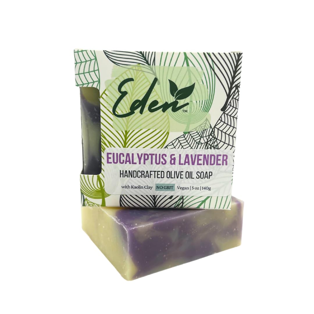 EDEN Daily Essentials – Barra de jabón natural hecha a mano – Jabón de aceite de oliva perfumado con aceites esenciales puros – 5oz
