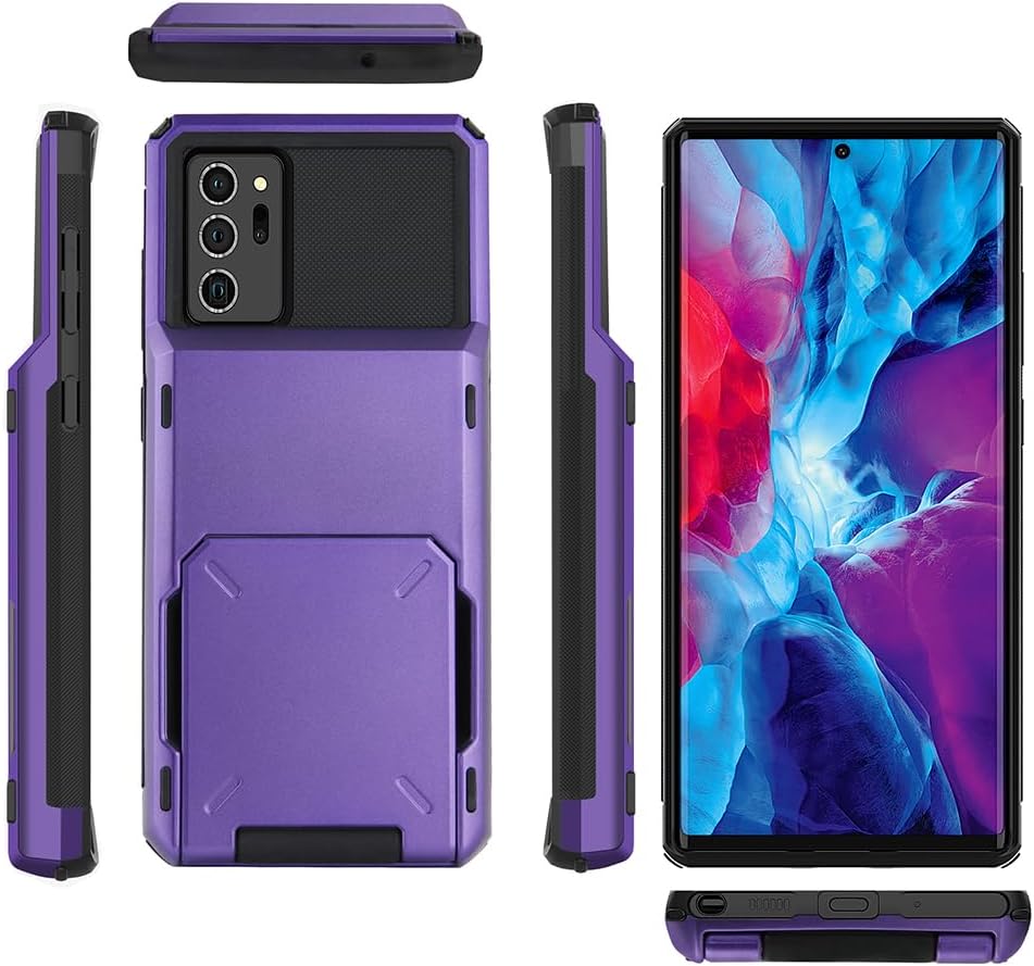 Funda tipo cartera para Galaxy Note 20 Ultra con ranura para identificación, resistente a los arañazos, de doble capa, carcasa de goma de