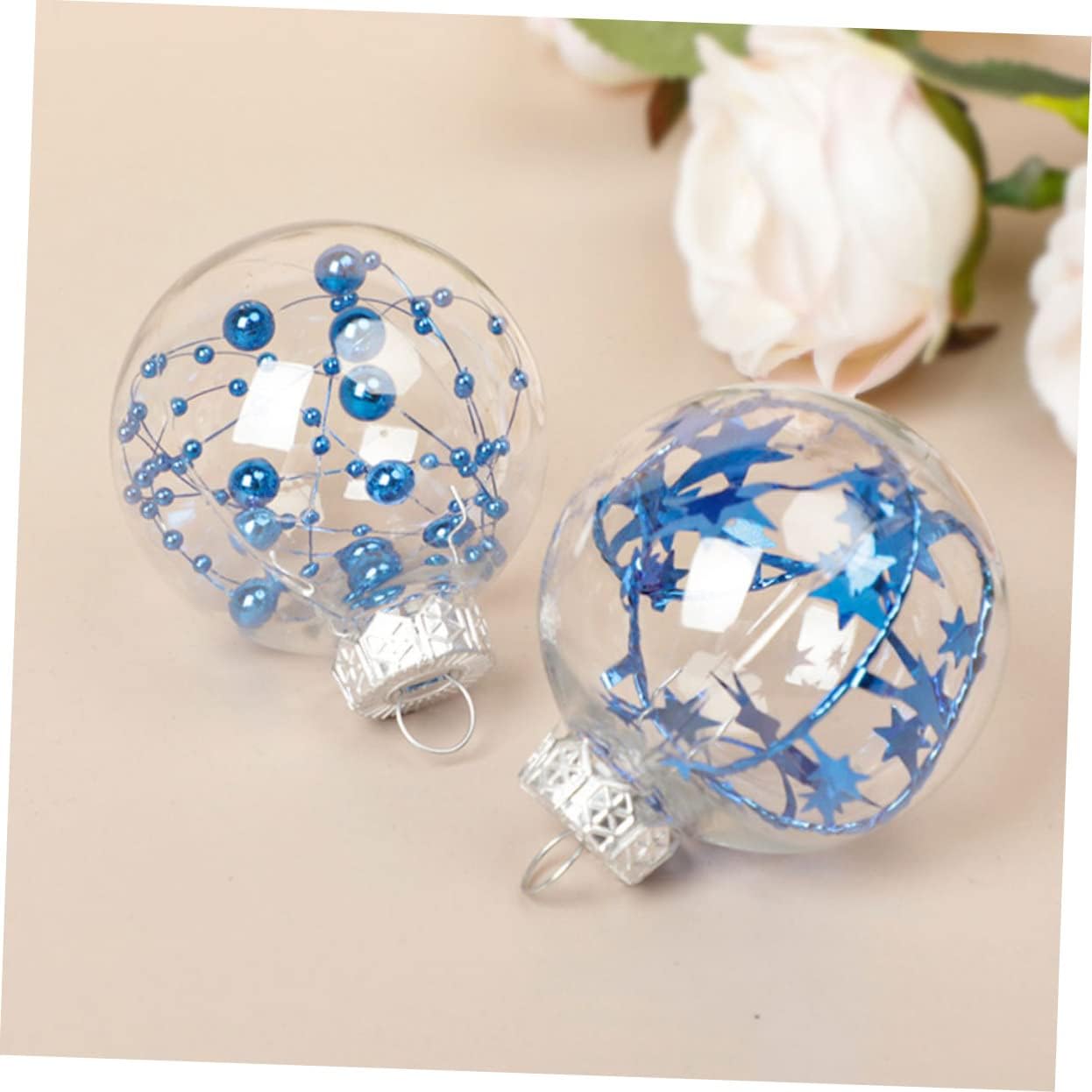 Zerodeko 6 bolas de Navidad decorativas, inastillables, adornos de Navidad transparentes, adorno de bola rellenable, bola de árbol de Navidad, bola