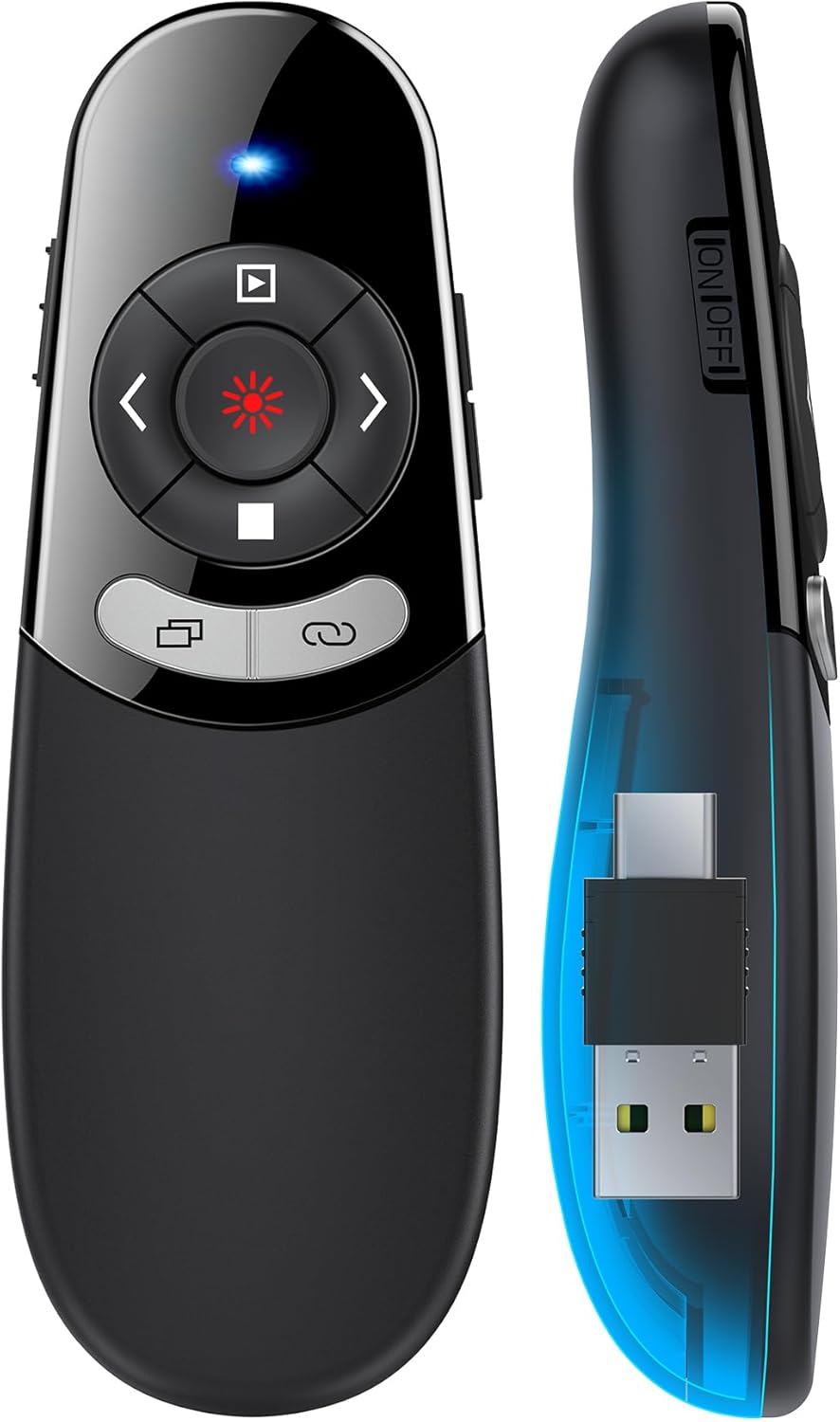 Clicker de presentación USB tipo C 2 en 1, con control de volumen, para presentaciones de computadora y portátiles