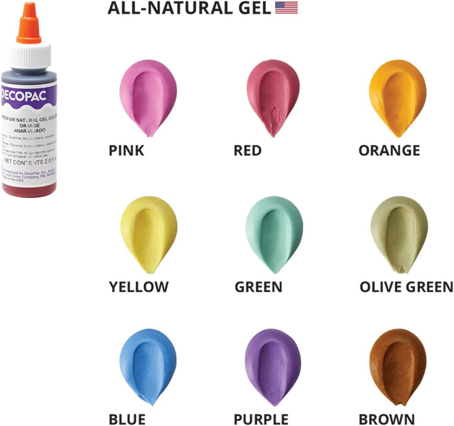DecoPac Gel de color verde totalmente natural de 2 onzas