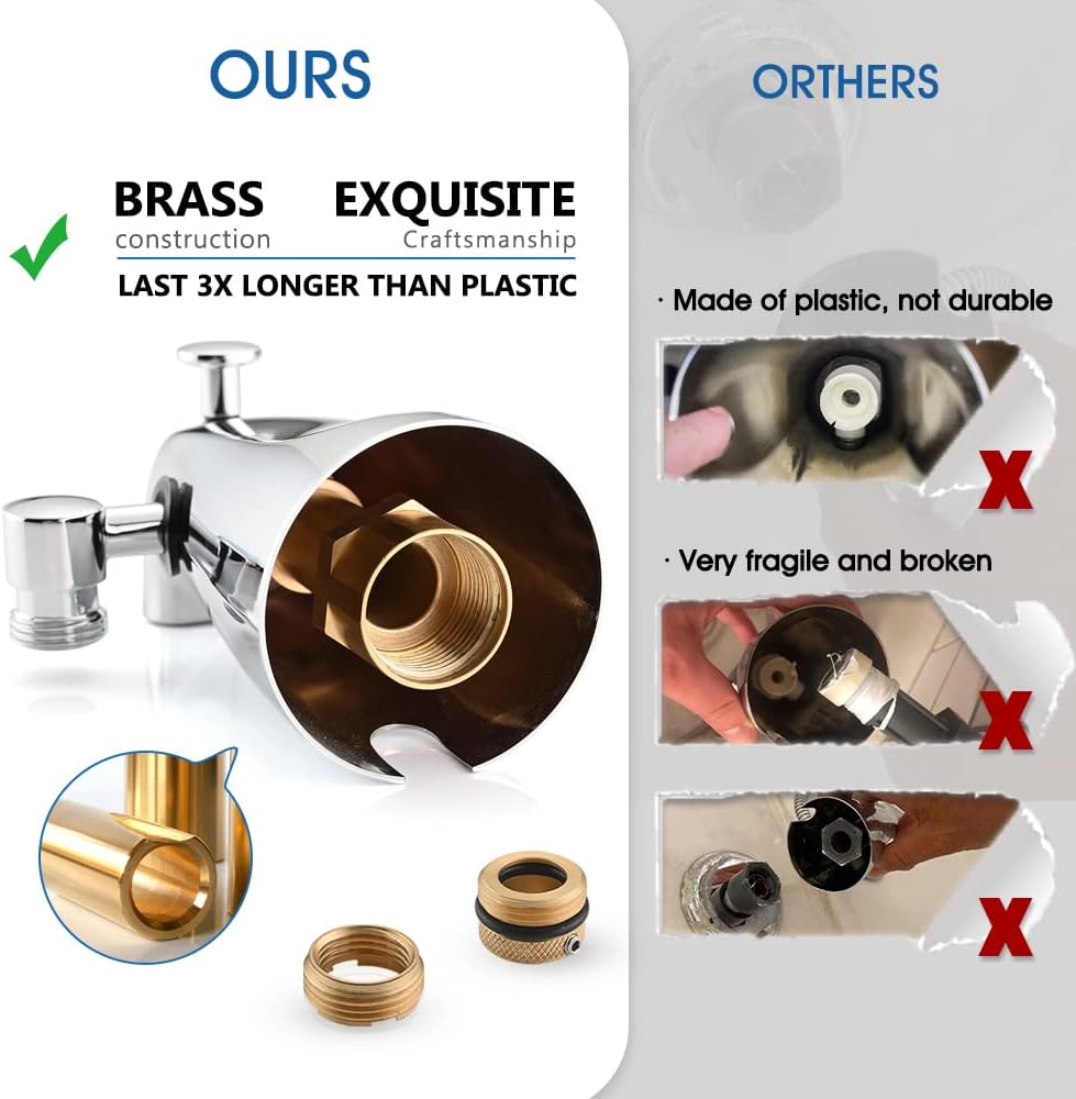 PROOX Boquilla desviadora de metal, 6 ajustes de ducha de mano con interruptor de pausa de encendidoapagado, barra deslizante ajustable, cromado