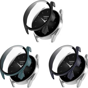 PC+Funda protectora de pantalla de vidrio templado compatible con Xiaomi Watch S2 1.654 in1.811 in, protector de pantalla para Xiaomi Watch S2 1.654 PC+Funda protectora de pantalla de vidrio templado compatible con Xiaomi Watch S2 1.654 in1.811 in, protector de pantalla para Xiaomi Watch S2 1.654