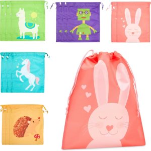 BLUE PANDA Paquete de 15 bolsas con cordón para fiestas temáticas de animales para cumpleaños de niños, 5 diseños (10 x 12 pulgadas) BLUE PANDA Paquete de 15 bolsas con cordón para fiestas temáticas de animales para cumpleaños de niños, 5 diseños (10 x 12 pulgadas)