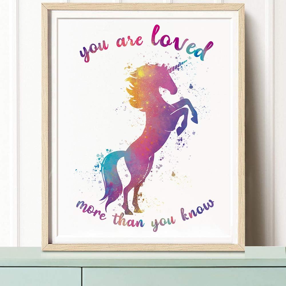 CHIEN-CHI LILI SUUURA-OO – Juego de 4 impresiones artísticas de acuarela con palabras inspiradoras de unicornio (8 x 10 pulgadas), póster de