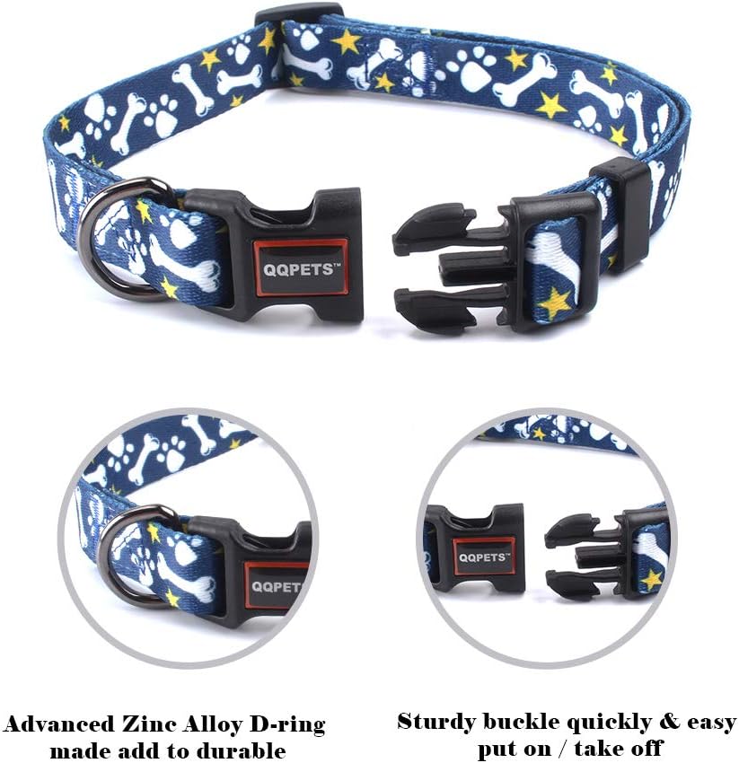 QQPETS Collar suave ajustable para perro Estampado de flores rosadas, multicolor, lindos patrones para especies pequeñas, talla XS, especies