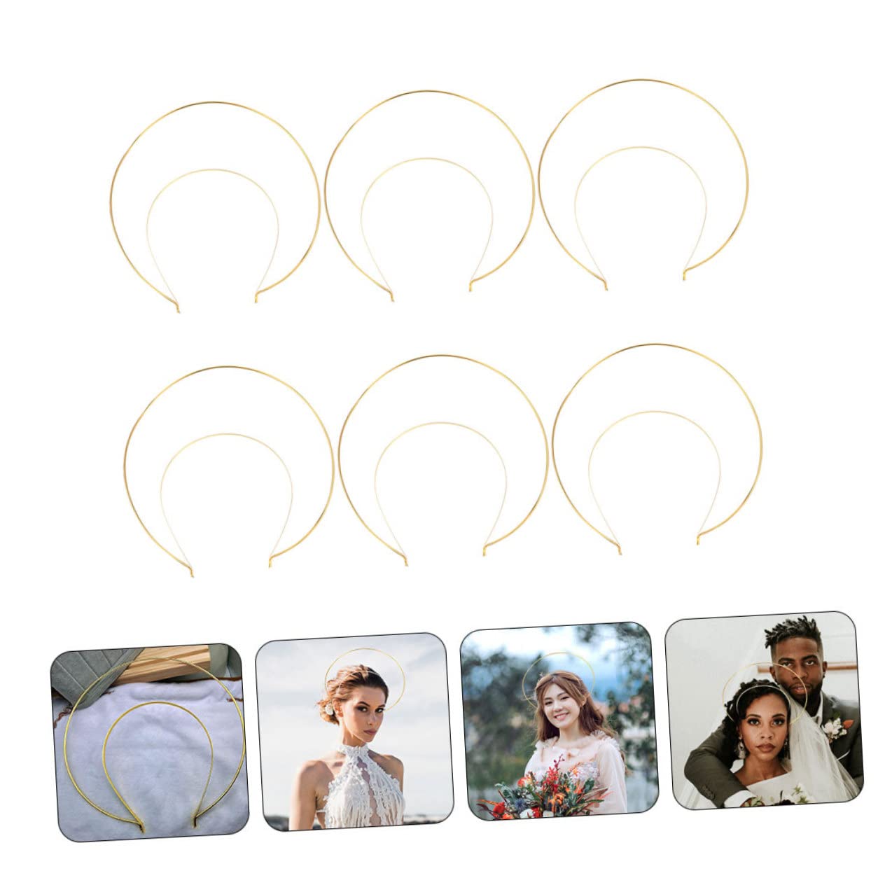 Abaodam 18 Pcs Crown Headband Bridal Headpieces for Wedding Hair Band Double Headband Angel Headpiece Headbands for Girls Angel Headbands Double