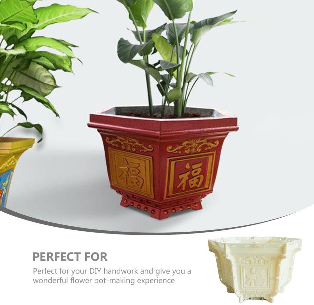 Yardwe Moldes para macetas de hormigón, macetas de orquídeas con forma hexagonal para macetas altas, molde para macetas de bricolaje, molde para