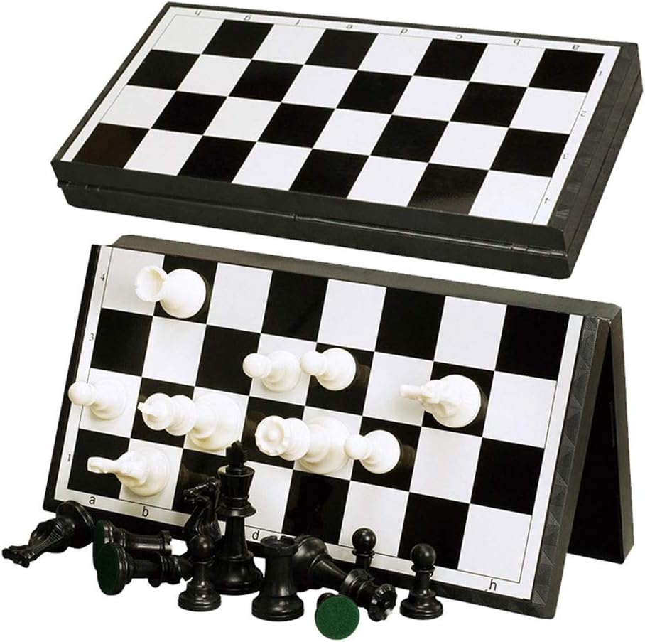 YBYB – Juego de ajedrez plegable de plástico magnético, piezas de ajedrez en blanco y negro, tablero de ajedrez plegable, juego de ajedrez de lujo,